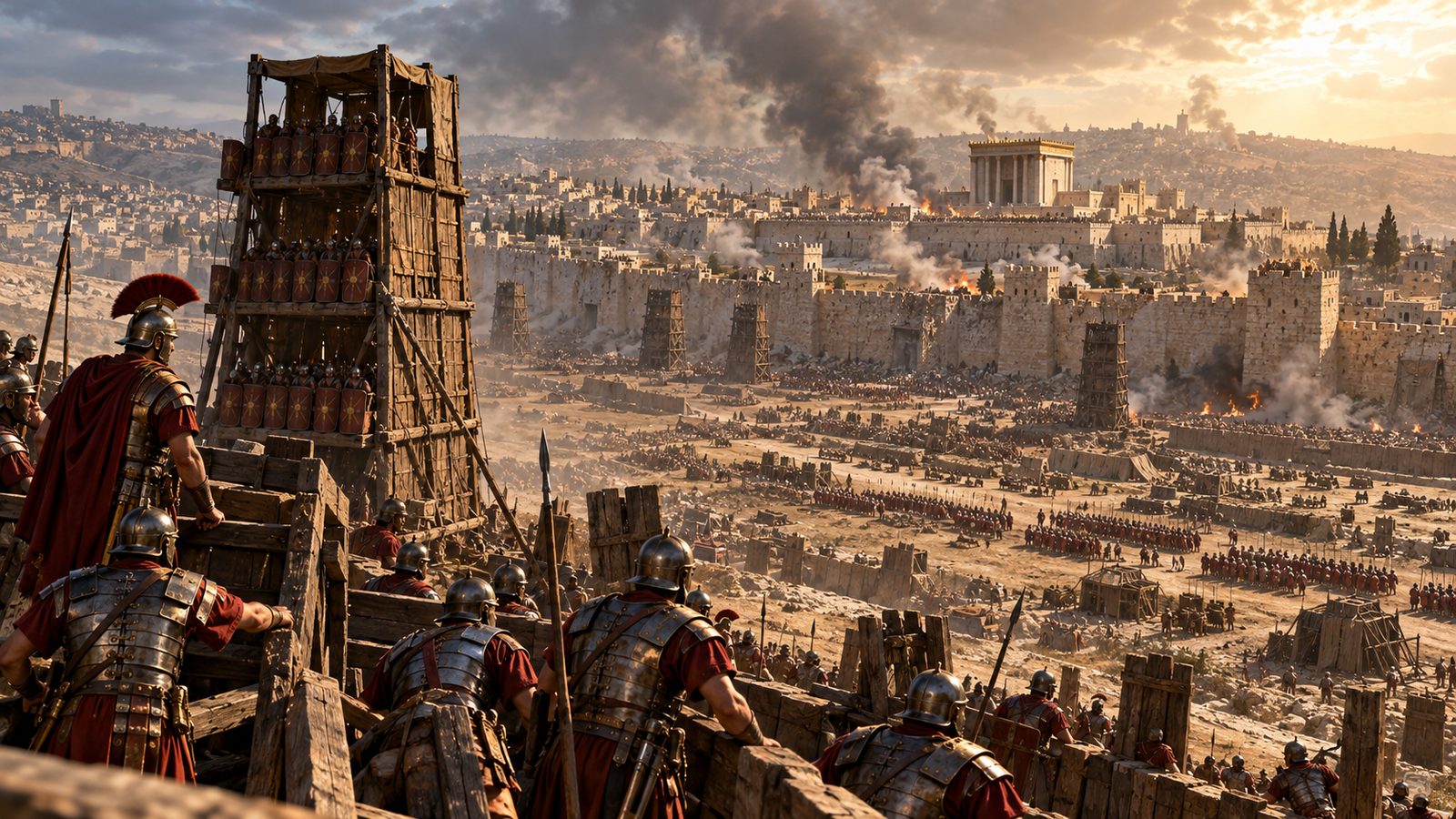Jerusalem Under Siege: Roman Earthworks in AD 70 Artistic depiction: Jerusalem Under Siege: Roman Earthworks in AD 70