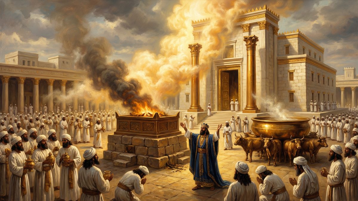 Solomon dedicating the Temple in Jerusalem